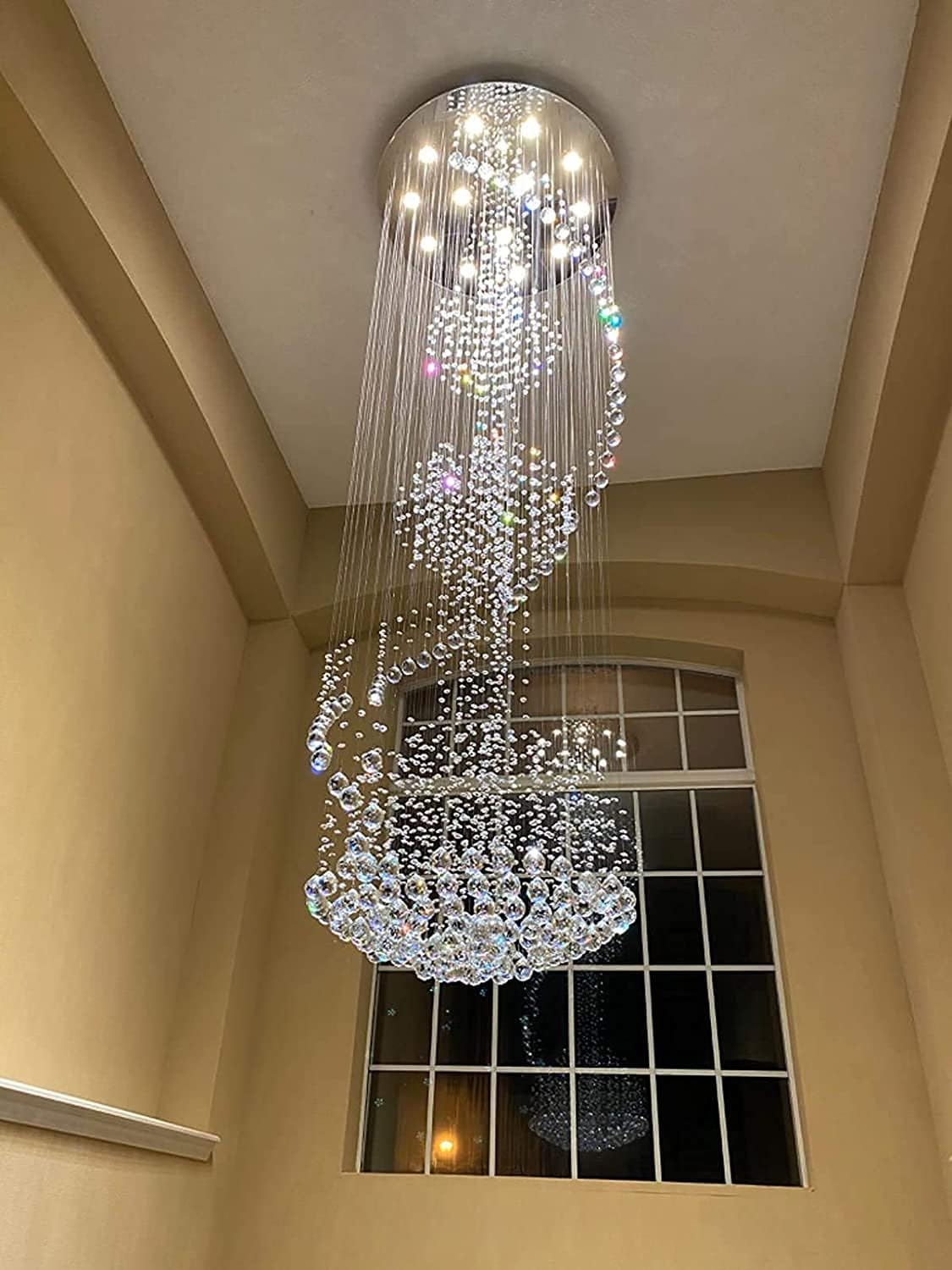 Modern Contemporary Spiral Round Rain Drop K9 Crystal Chandelier Light Fixture P9001