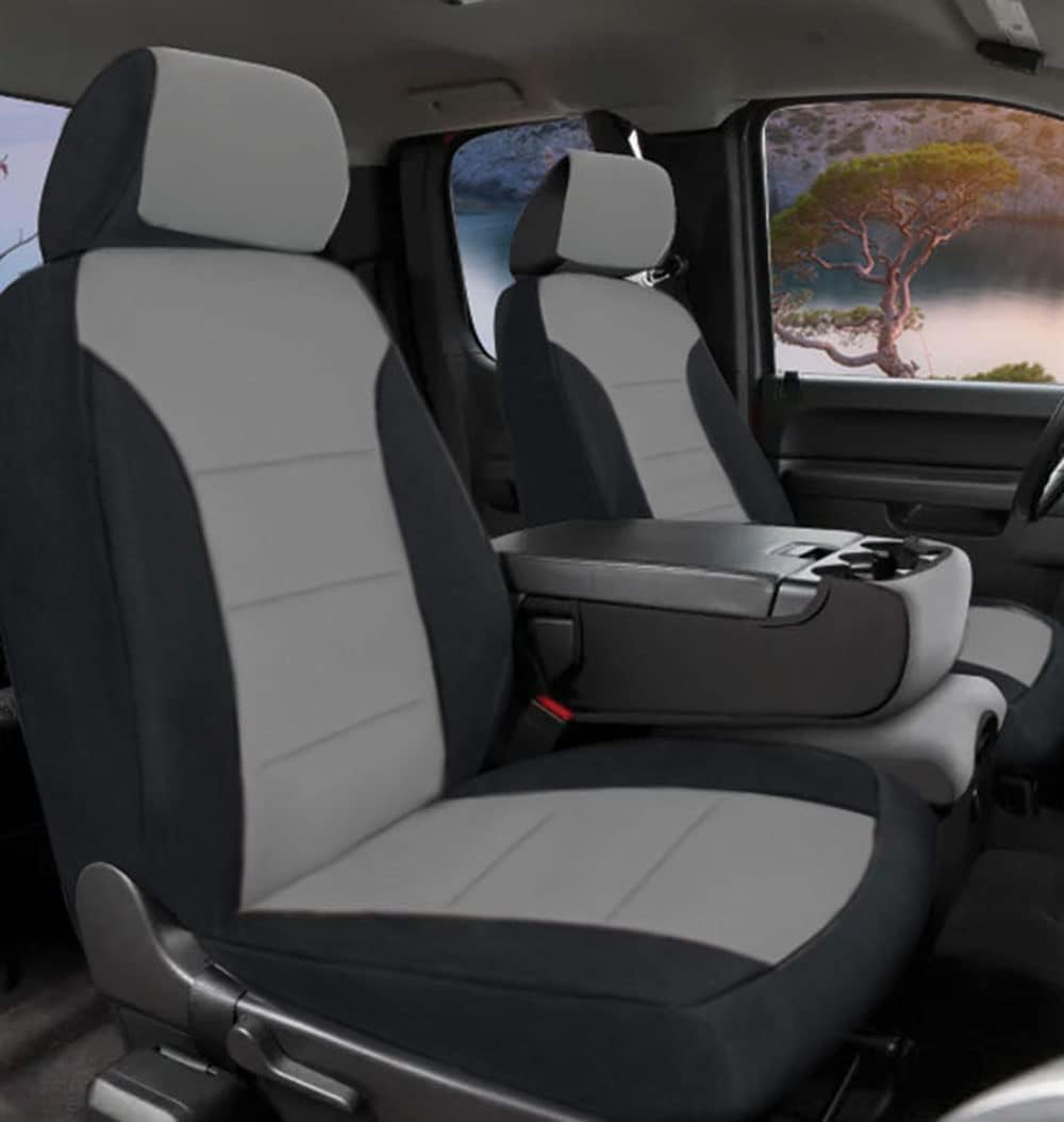 Custom Fit Pickup Truck Neoprene Front Seat Covers Gray Black A3305