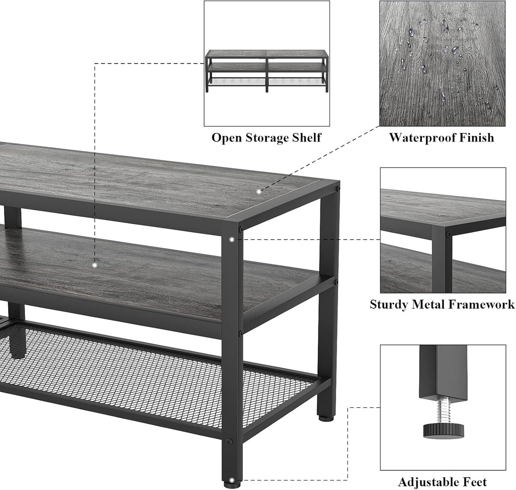 Rustic Brown and Gray Oak TV Stand D14574