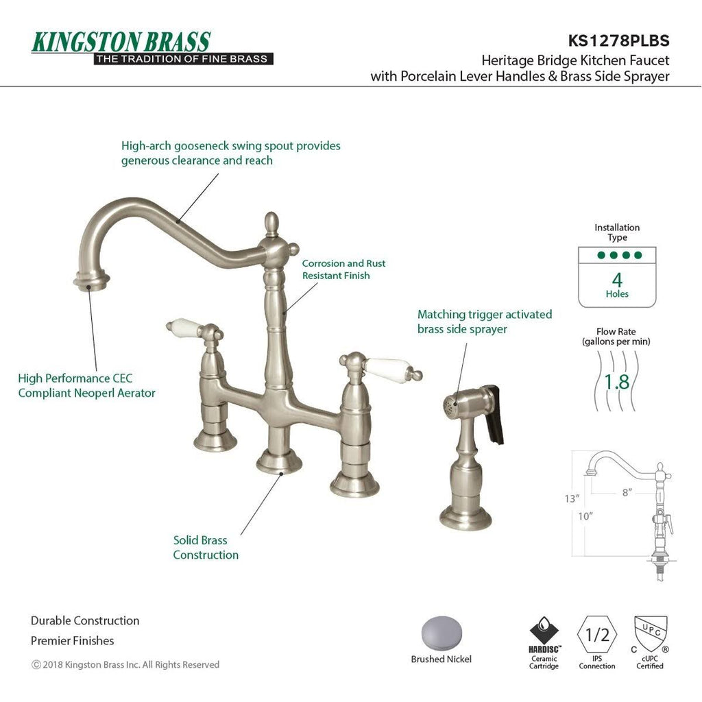 Polished Nickel Kitchen Faucet with Brass Sprayer S568406