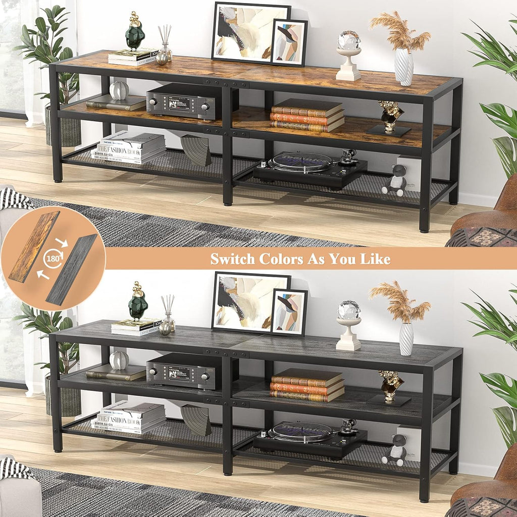 Rustic Brown and Gray Oak TV Stand D14574