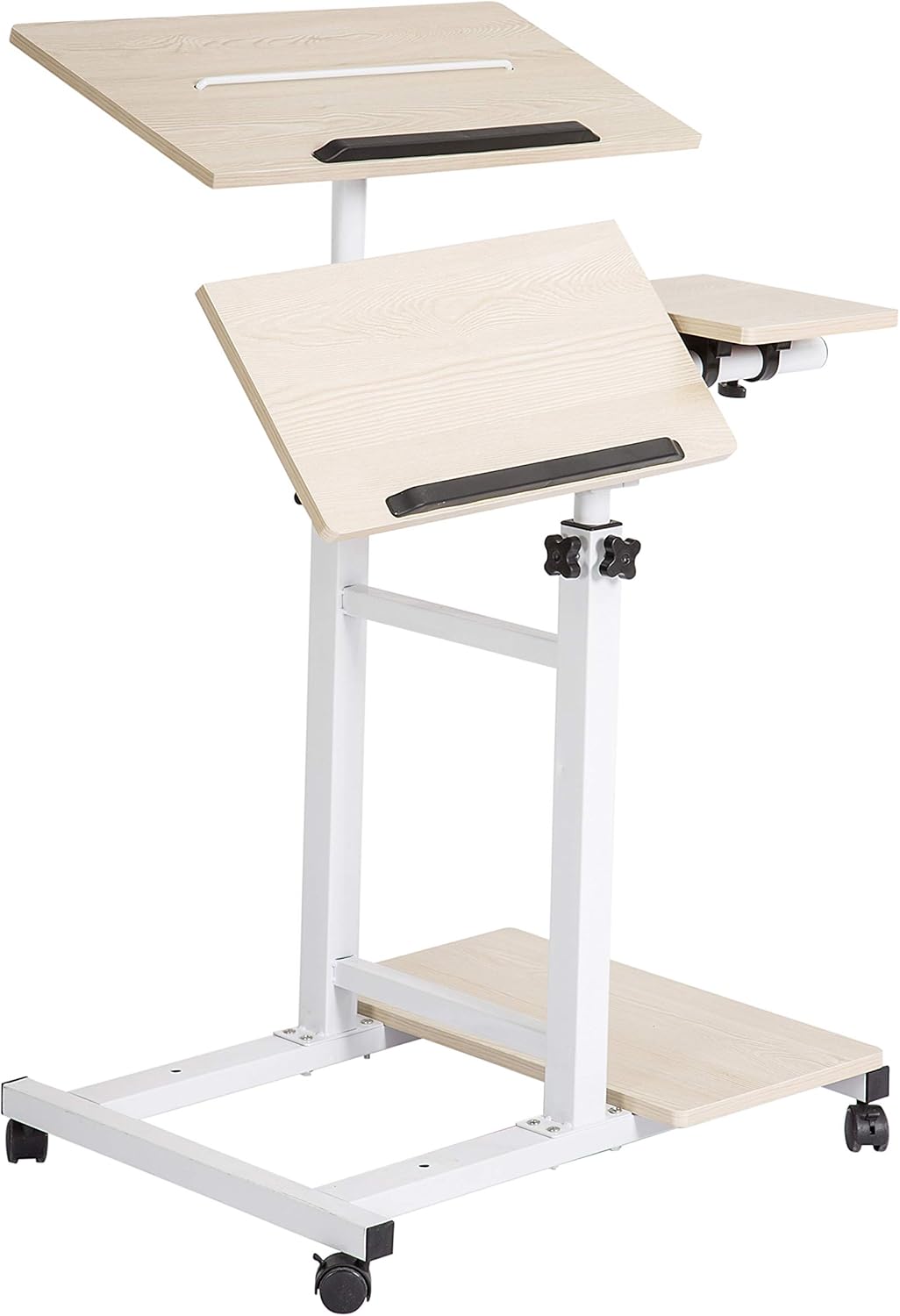 2 Inches Carpet Wheels Mobile Standing Desk Height Adjustable Oak M109