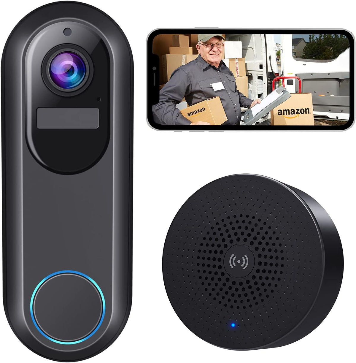 1080P HD Wireless Video Doorbell Camera with Chime B328137