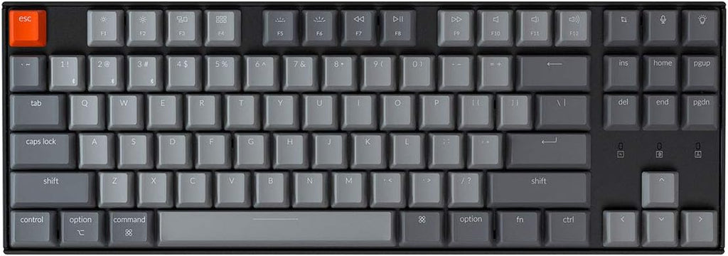 Hot-swappable Wireless Mechanical Keyboard with Red Switch White LED Backlit Tenkeyless 87-Key D3918