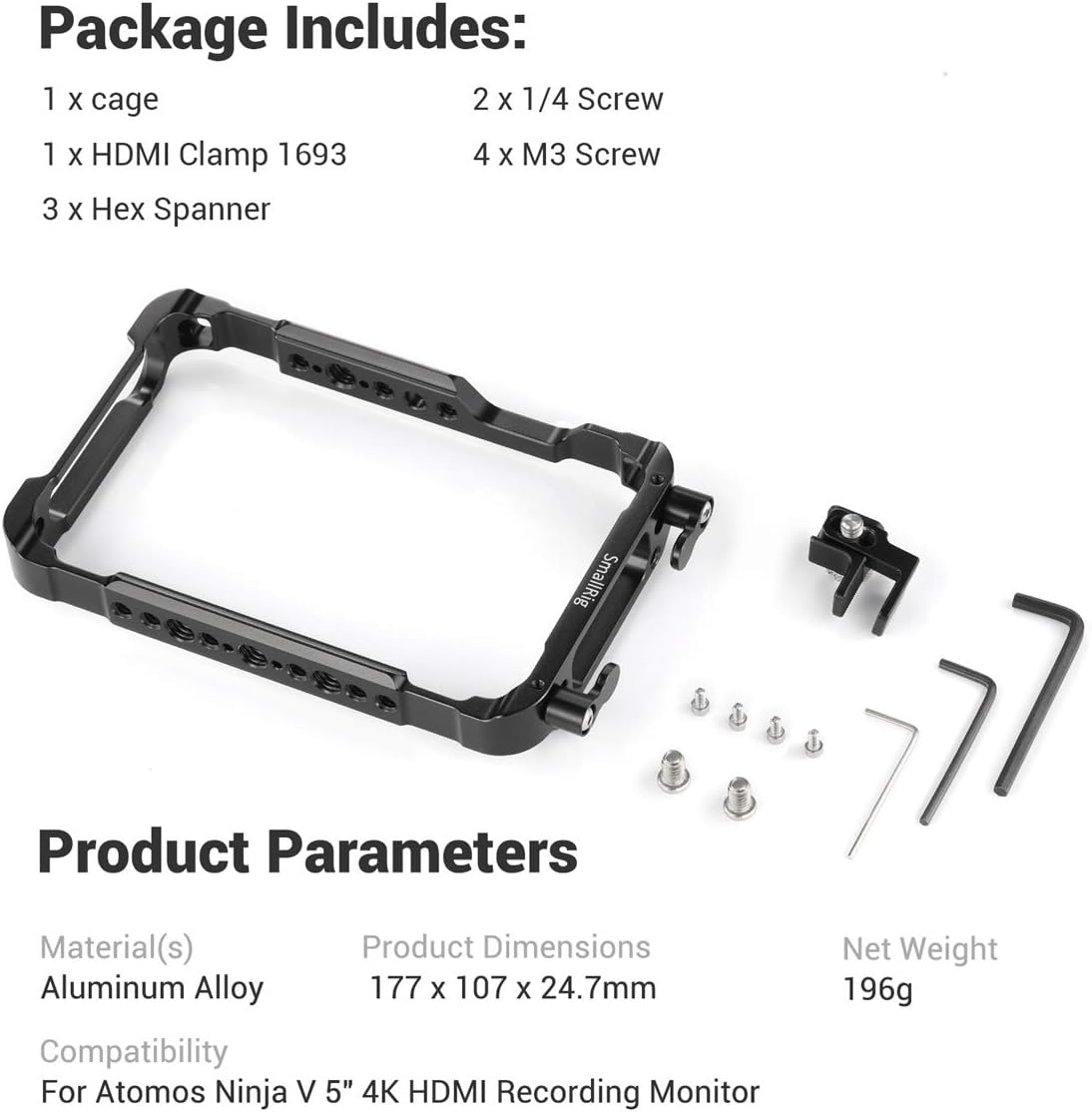 Monitor Cage with NATO Rail and HDMI Cable Clamp H3867