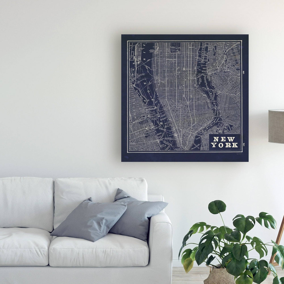 Blueprint Map New York Square 24x24 Canvas Art R815