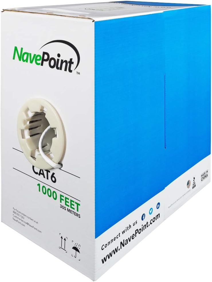 Cat6 1000ft Blue Solid Bulk Ethernet Cable U330898