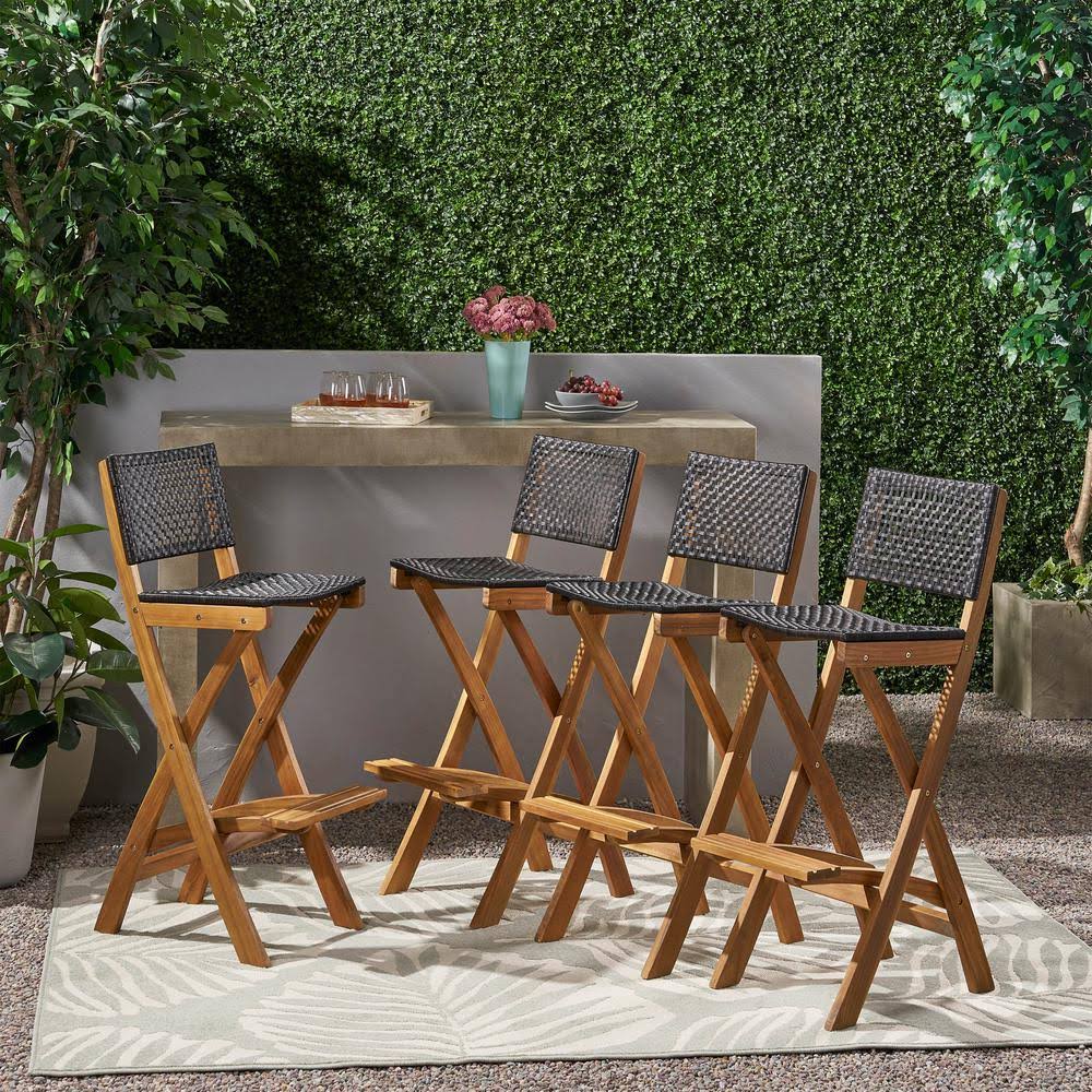 Acacia Wood Folding Barstools Set of 4 Z1273