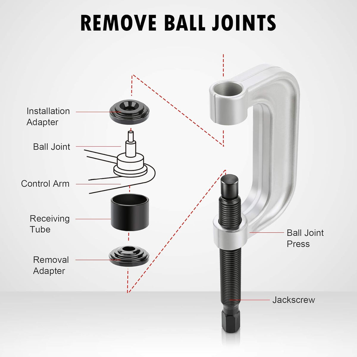 Heavy Duty Ball Joint Press & U Joint Removal Tool Kit with 4wd Adapters F134