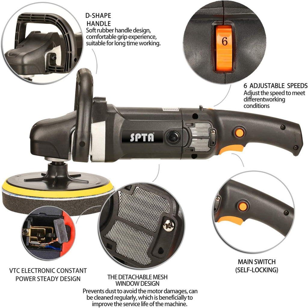 7 Inch Rotary Polisher and Polishing Pads Set R14800