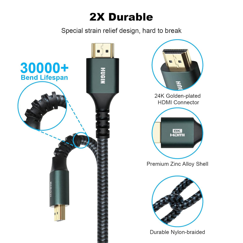 8K HDMI 2.1 Cable, 3FT 2 Pack 48Gbps Nylon Braided O45463