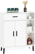White Accent Buffet Cabinet with Open Shelves and Doors U225