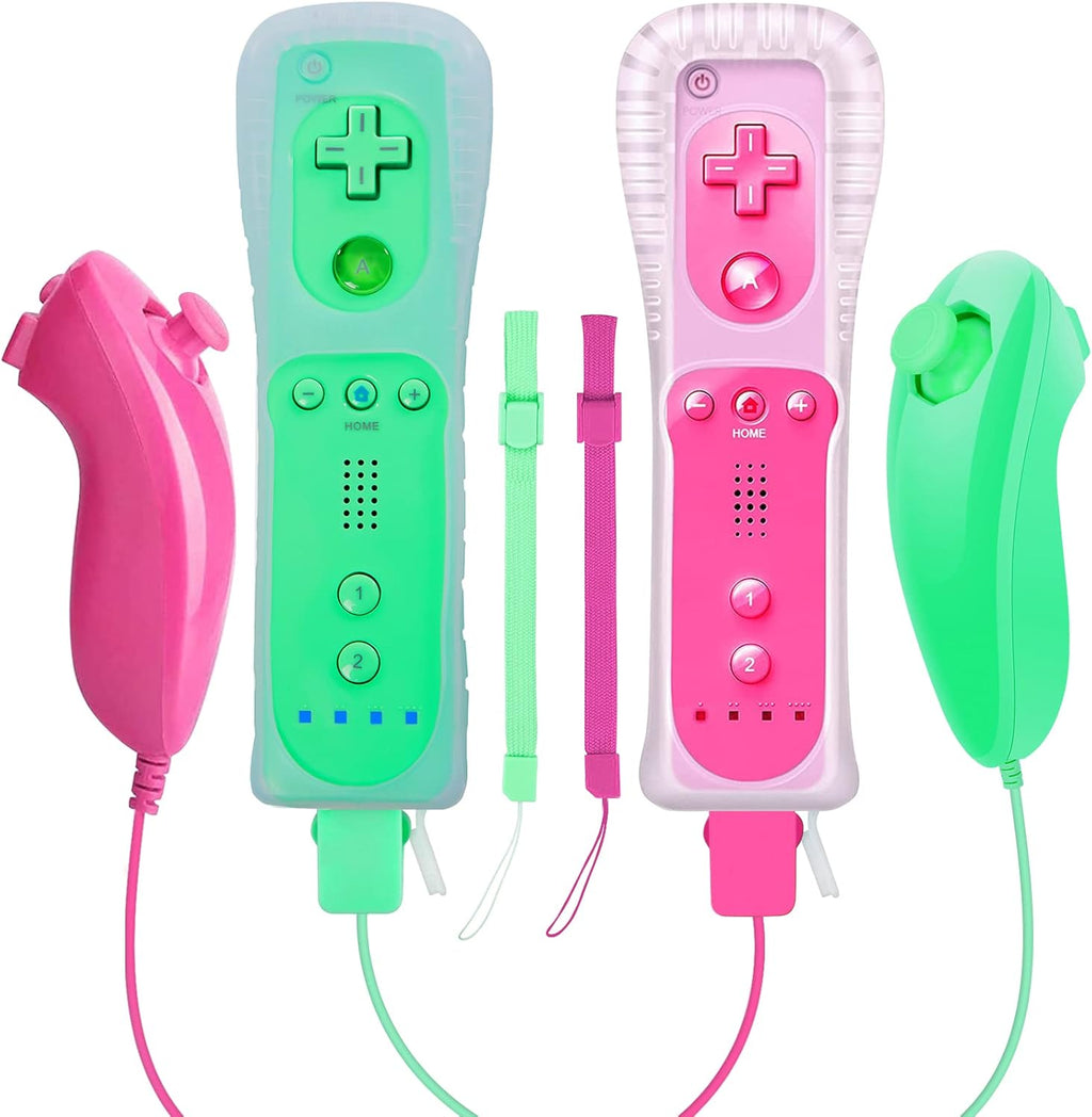 Wireless Controller and Nunchuck Joystick 2 Packs with Silicone Case and Wrist Strap Y2249
