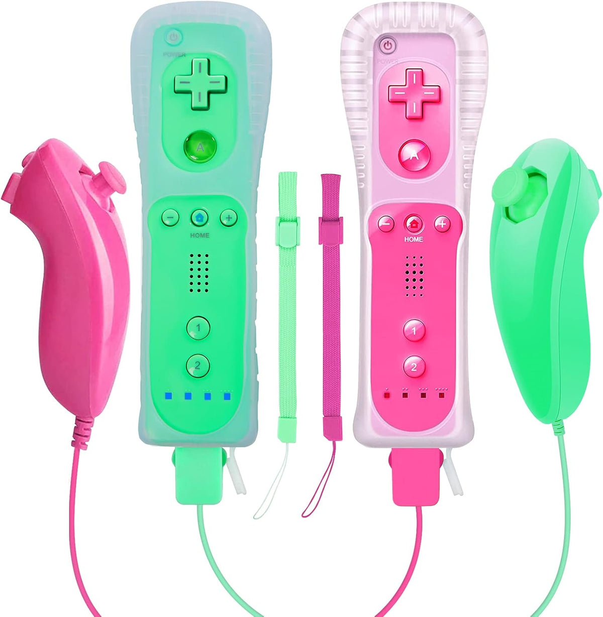 Wireless Controller and Nunchuck Joystick 2 Packs with Silicone Case and Wrist Strap Y2249