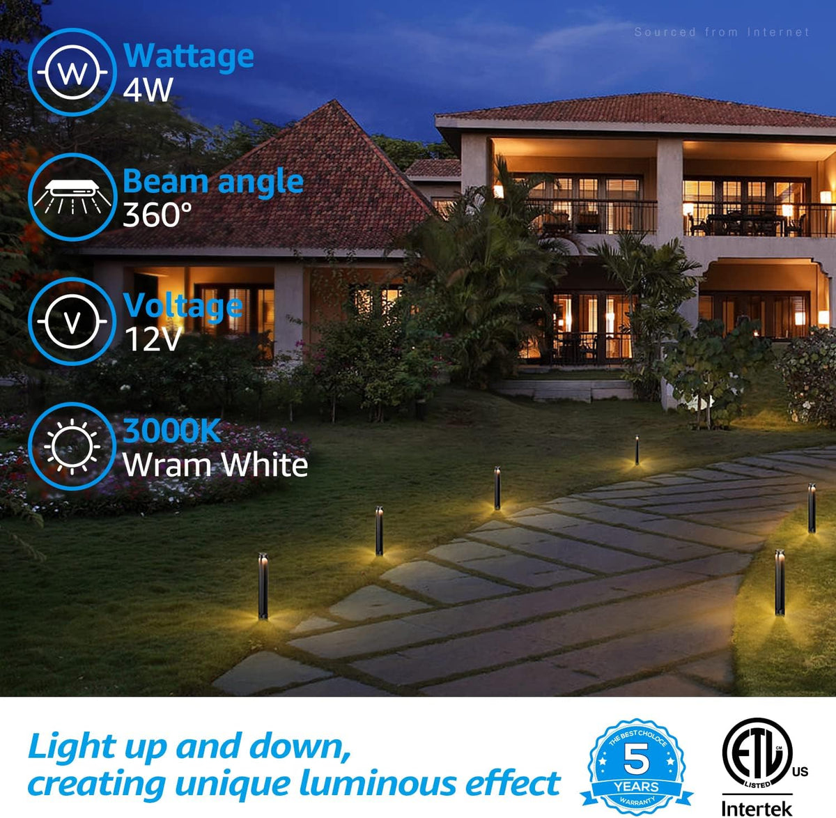 12-Pack Low Voltage Bollard Pathway Lights G2916
