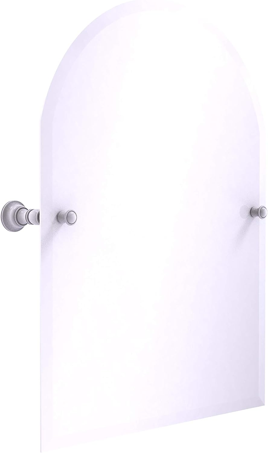 Matte White Frameless Arched Top Tilt Beveled Edge Wall Mirror J89450