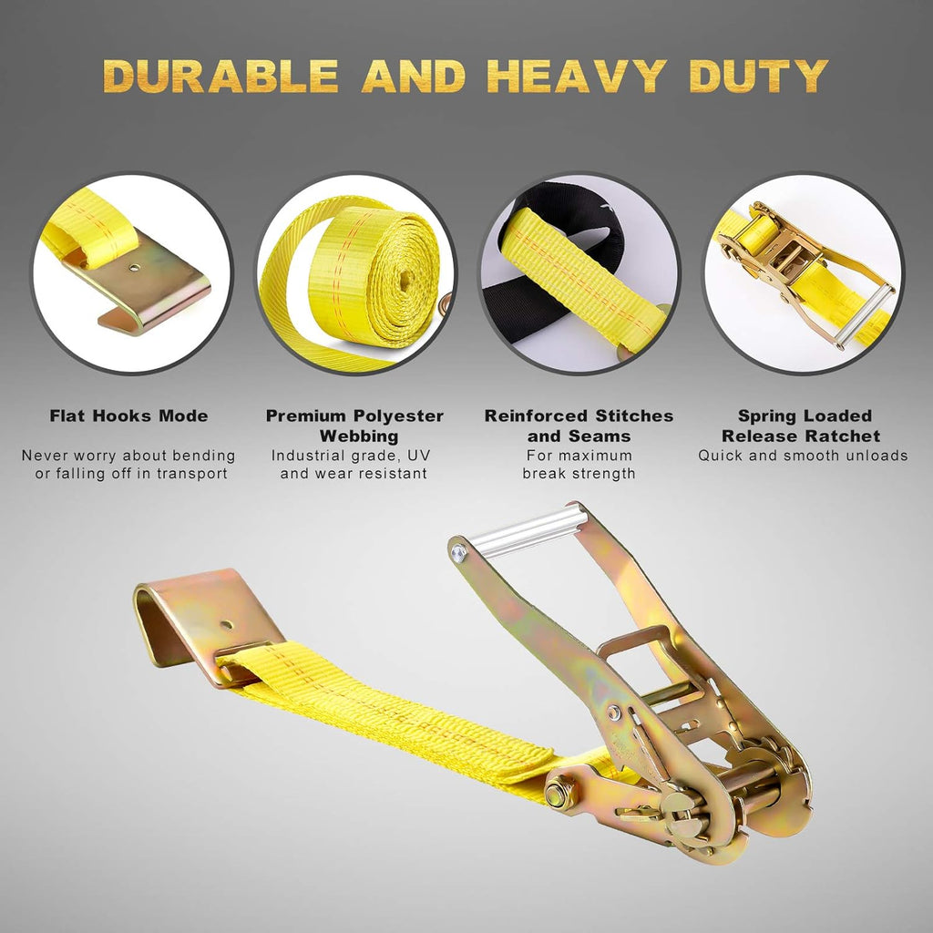 2”x 120'' Vehicle Tie Down Straps with Flat Hooks J47274