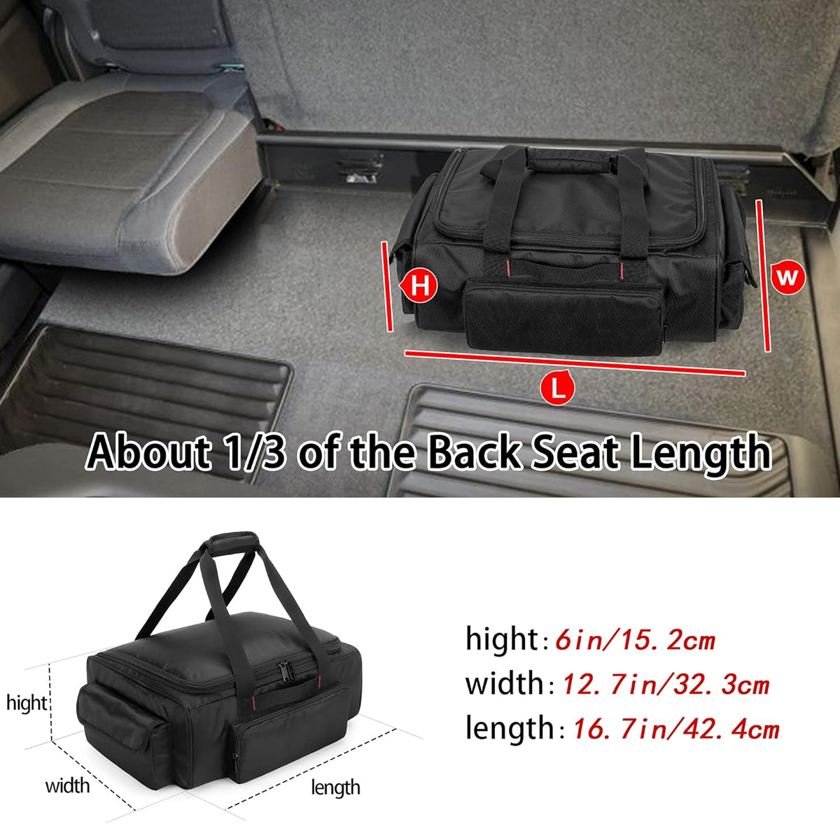 Black Underseat Truck Storage Organizer with Detachable Divider I341