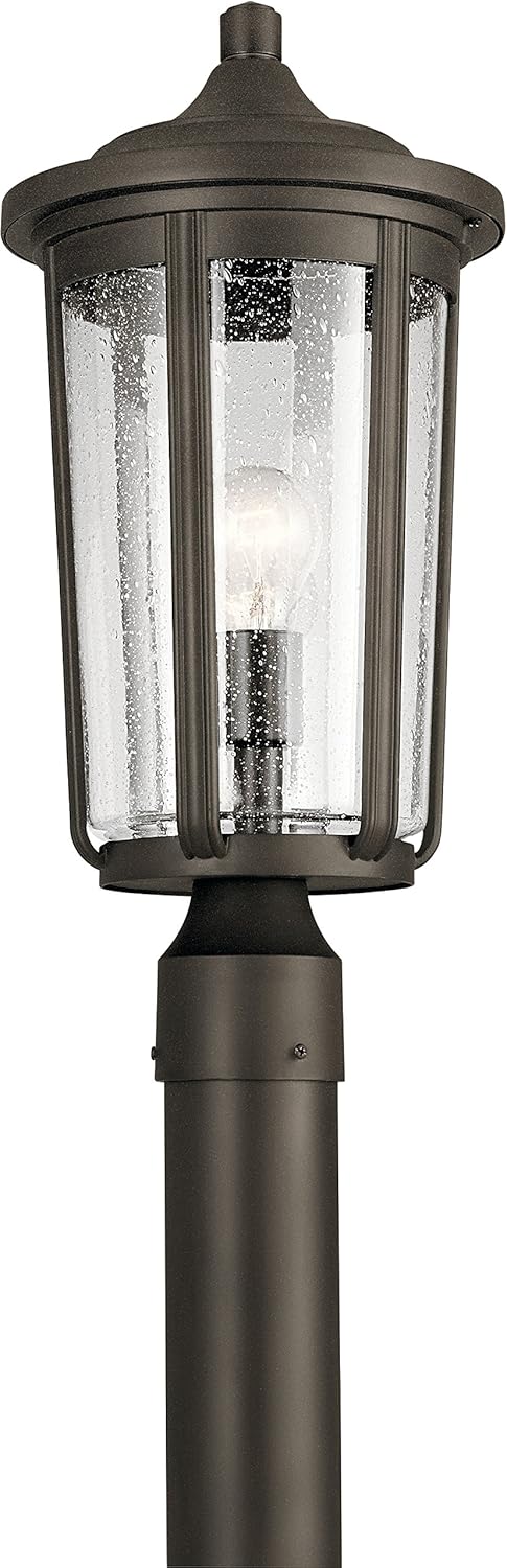 1 Light Outdoor Wall Light with Clear Water Glass in Textured Black E259