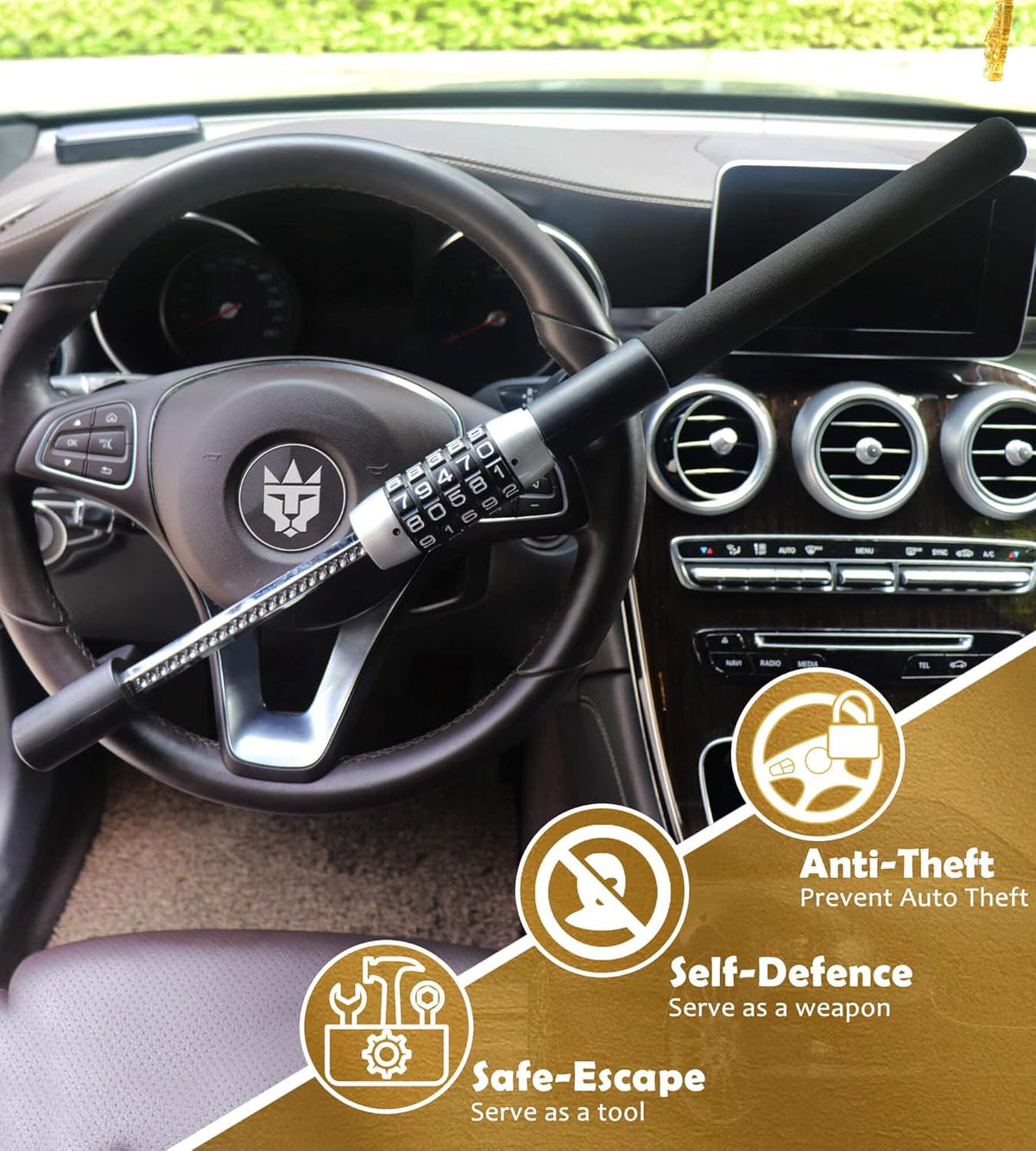 Steering Wheel Lock Anti Theft Extendable Heavy Duty Universal Car Truck SUV Q262