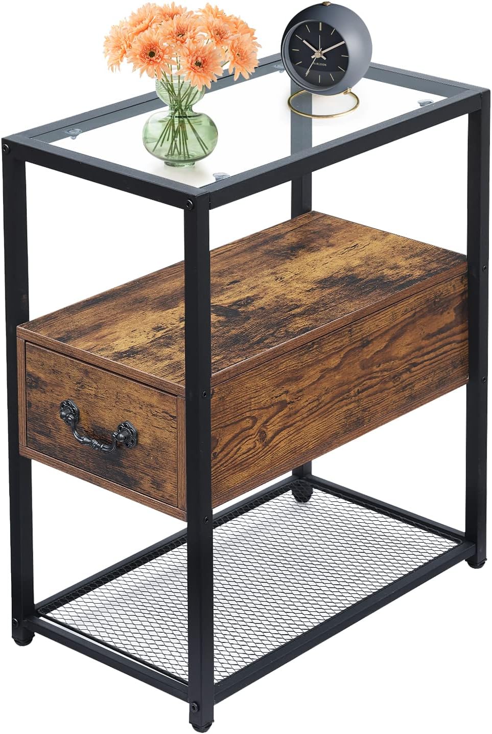 Brown 2 Drawer Nightstand with Shelf G2095