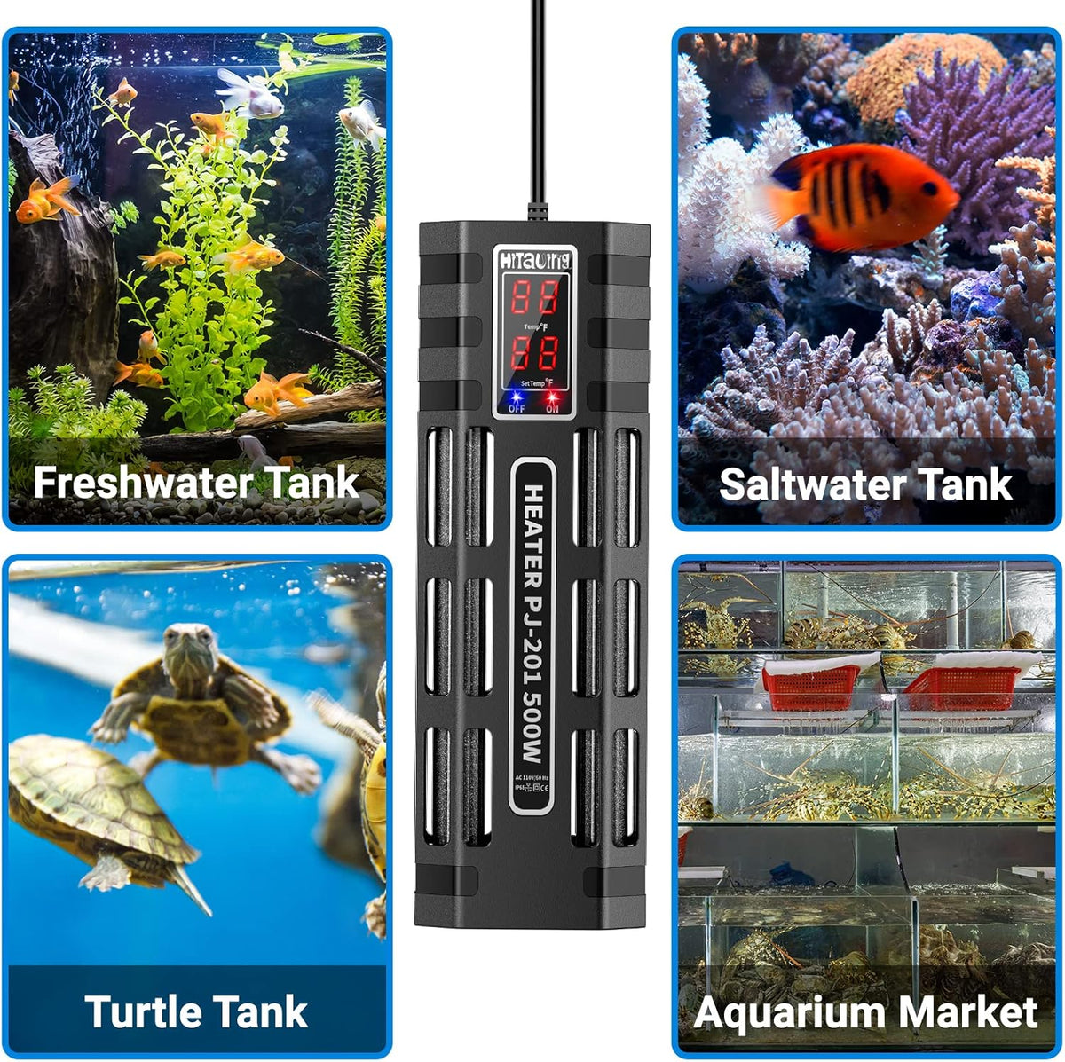 200W/300W/500W Submersible Aquarium Heater Y28626