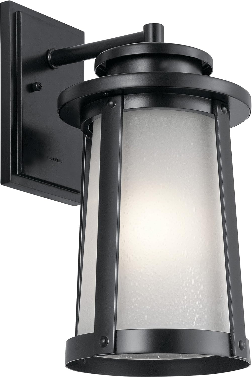 1 Light Outdoor Wall Light with Clear Water Glass in Textured Black E259