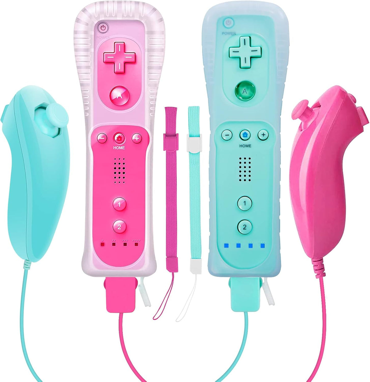 Wireless Controller and Nunchuck Joystick 2 Packs with Silicone Case and Wrist Strap Y2249
