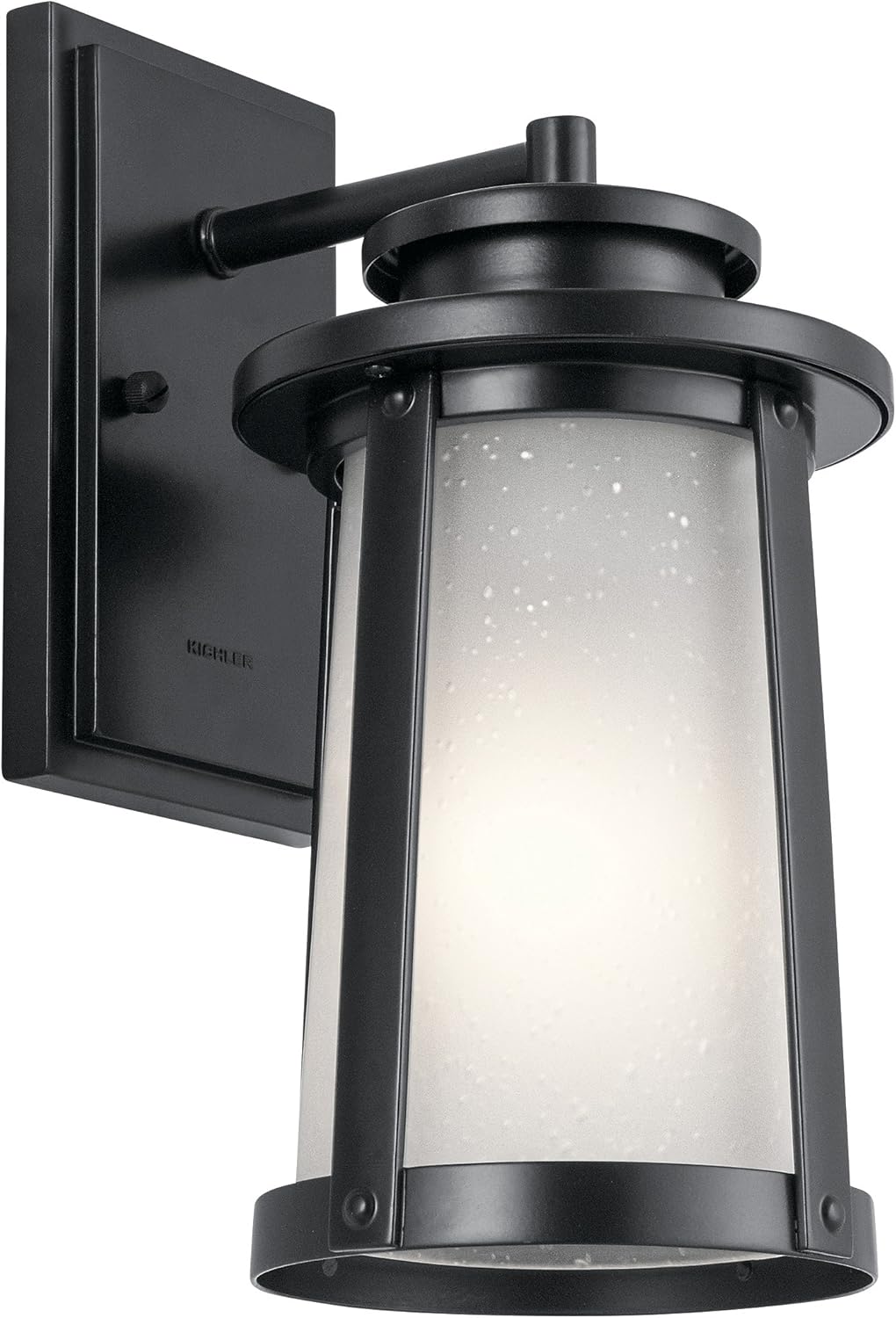 1 Light Outdoor Wall Light with Clear Water Glass in Textured Black E259