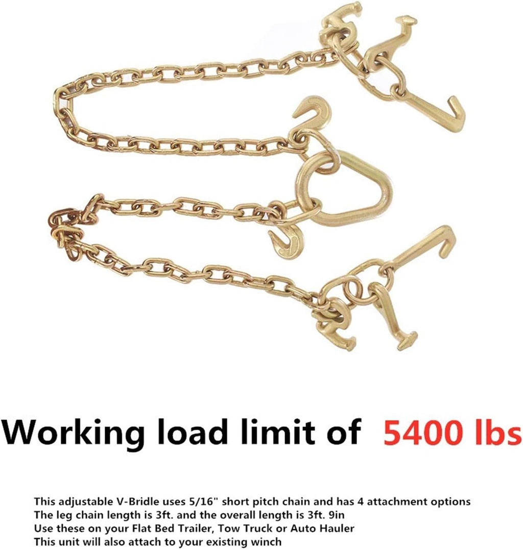 Grade 70 Tow Chain V-Bridle with Cluster Hooks H7297
