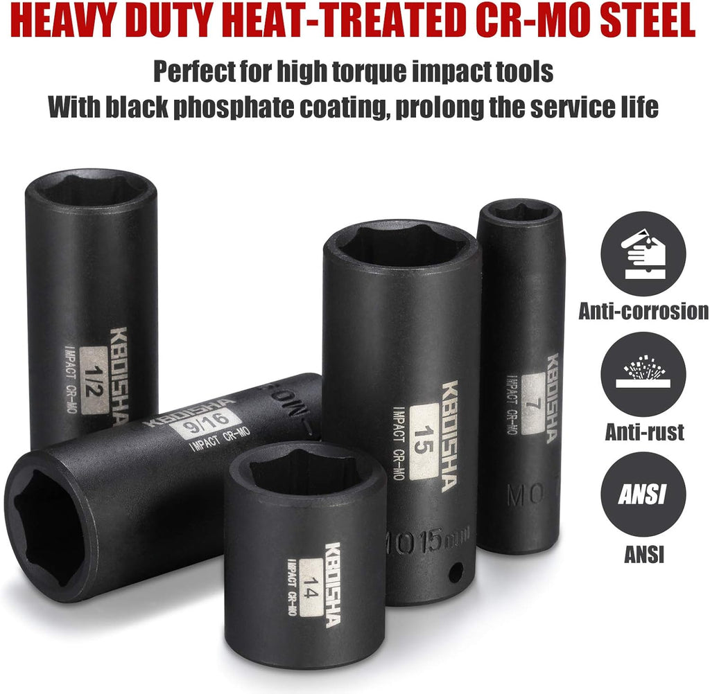 1/4 Inch Drive 53-Piece CR-MO Alloy Steel Impact Socket Set SAE and Metric L12857