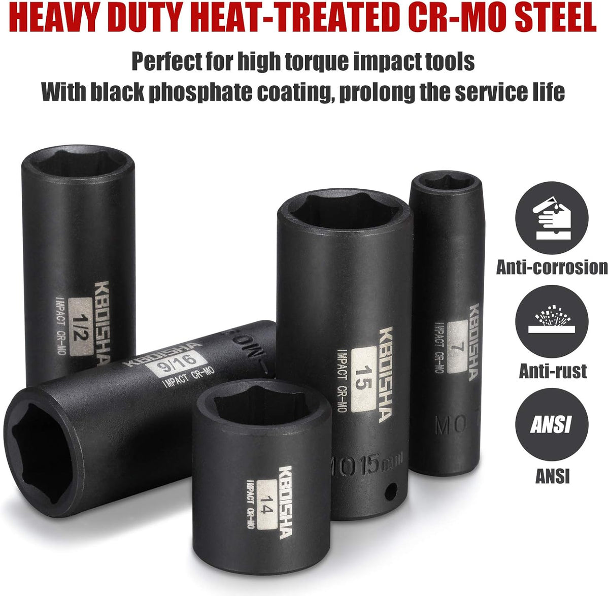 1/4 Inch Drive 53-Piece CR-MO Alloy Steel Impact Socket Set SAE and Metric L12857