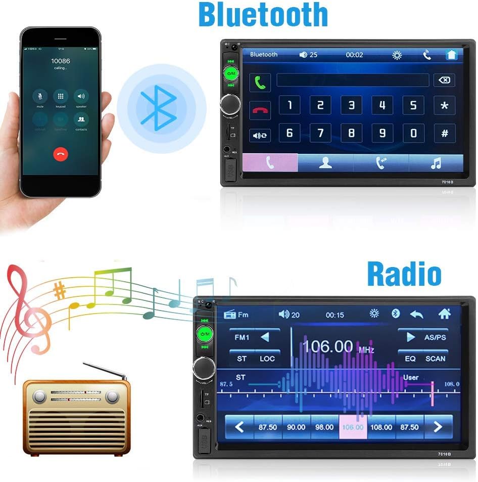 7 Inch Touch Screen Double Din Car Stereo with Backup Camera A3044