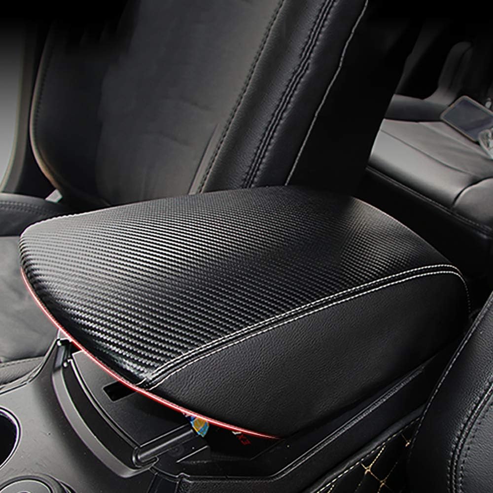 Black Leather Center Console Armrest Cover T838613
