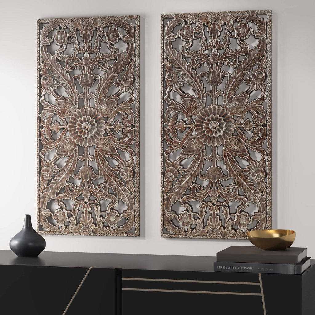 Botanical Panel Carved Wall 2 Piece Set Y783
