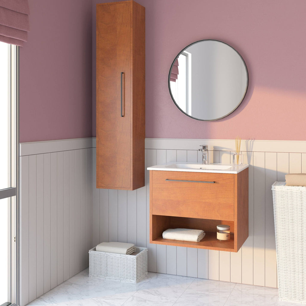 24x22 Autumn Oak Wood Bathroom Vanity Cabinet with Ceramic Top Sink O6744