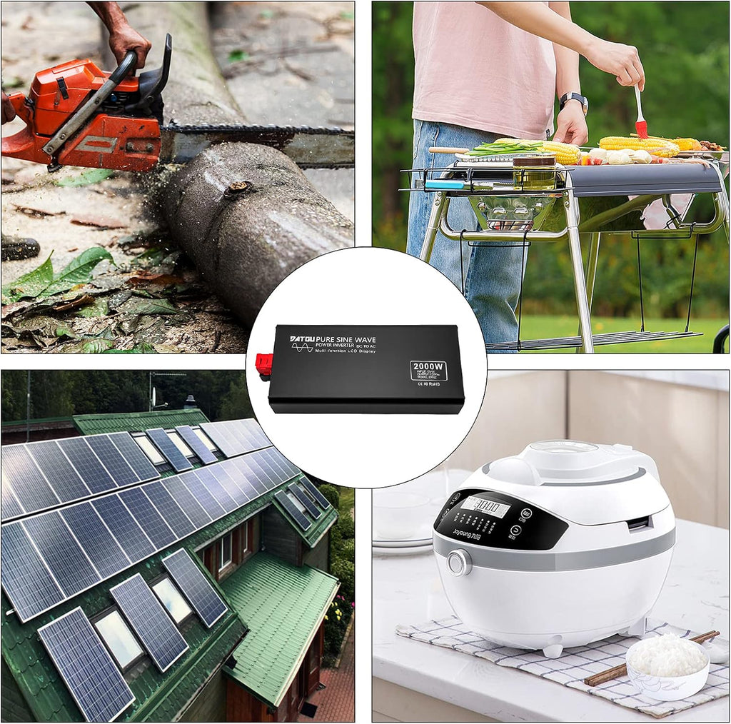 2000W Pure Sine Wave Inverter 12V to 110V with 2 AC Outlets N834250
