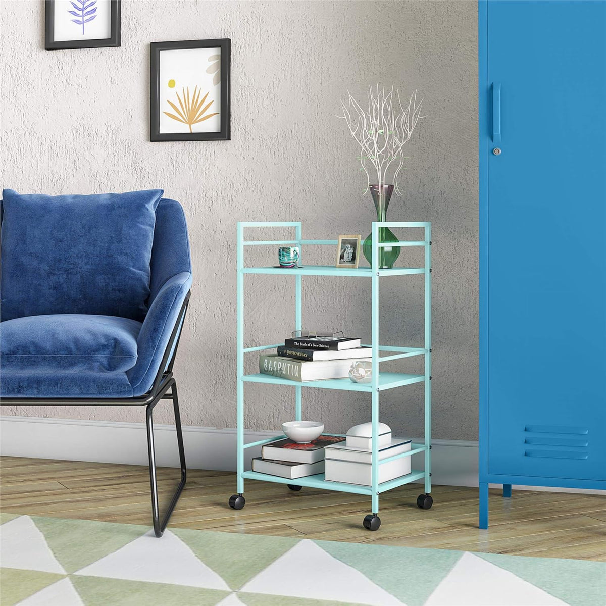 Mint Metal Rolling Cart S351495