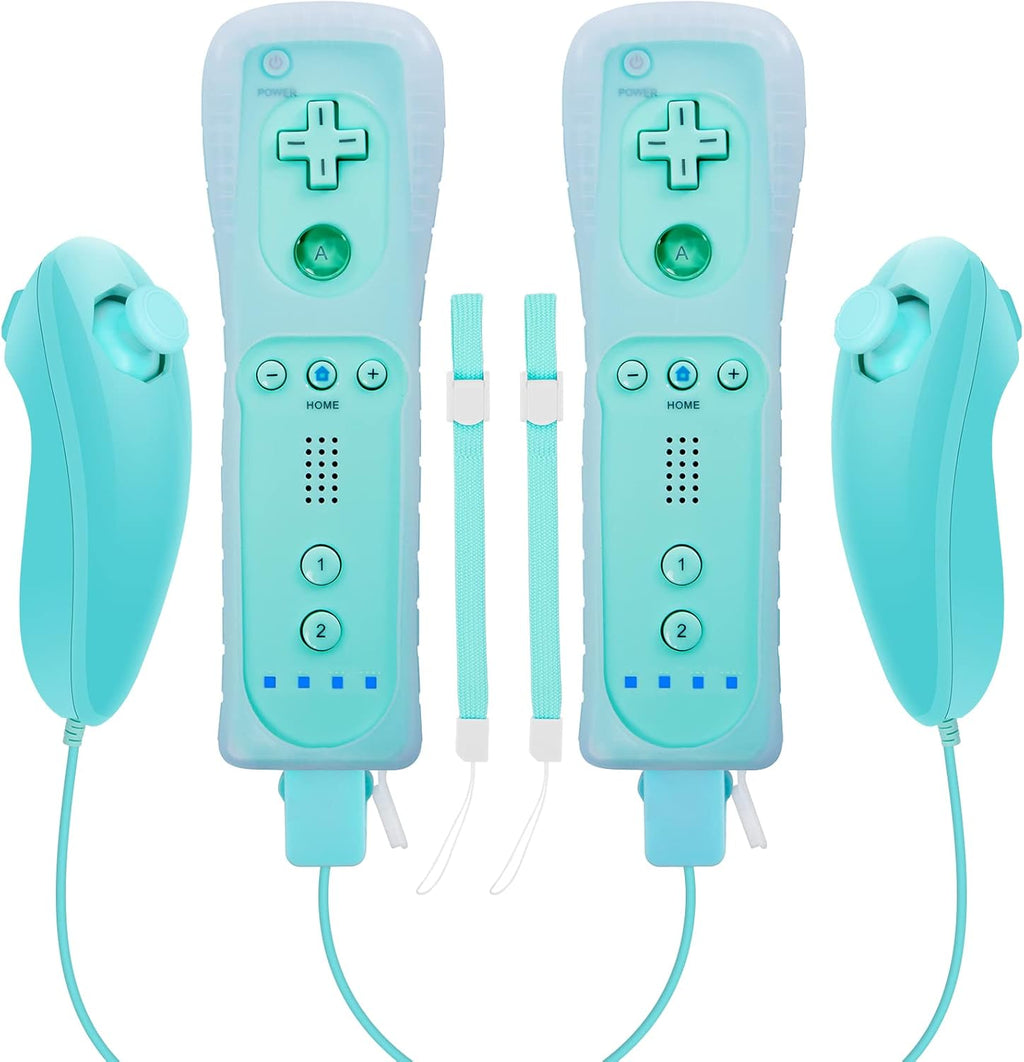Wireless Controller and Nunchuck Joystick 2 Packs with Silicone Case and Wrist Strap Y2249