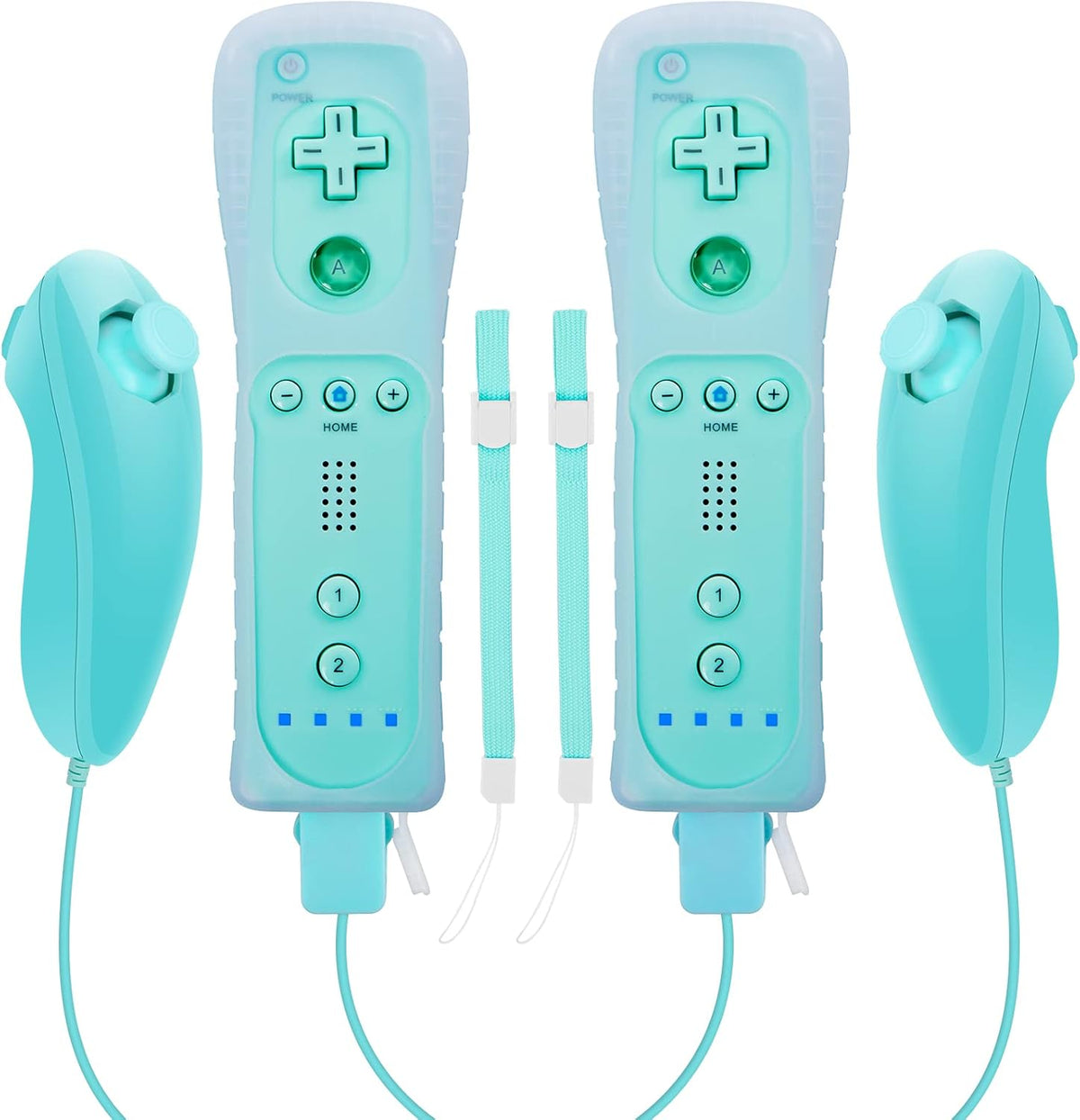 Wireless Controller and Nunchuck Joystick 2 Packs with Silicone Case and Wrist Strap Y2249