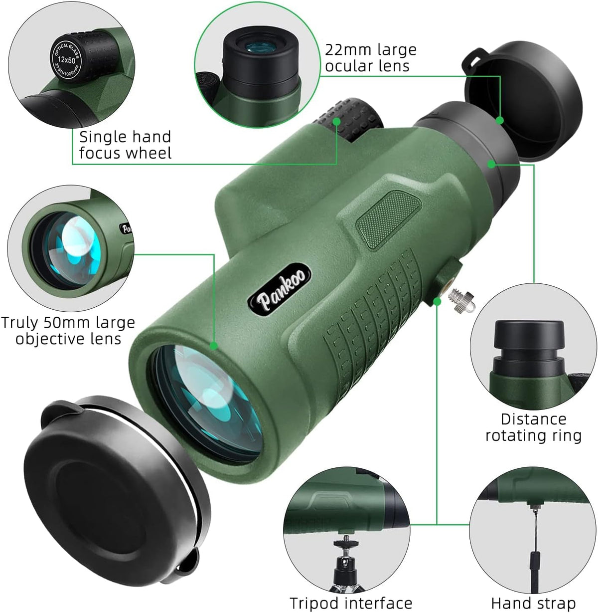 12X50 Monocular Telescope with Smartphone Holder & Tripod Q944