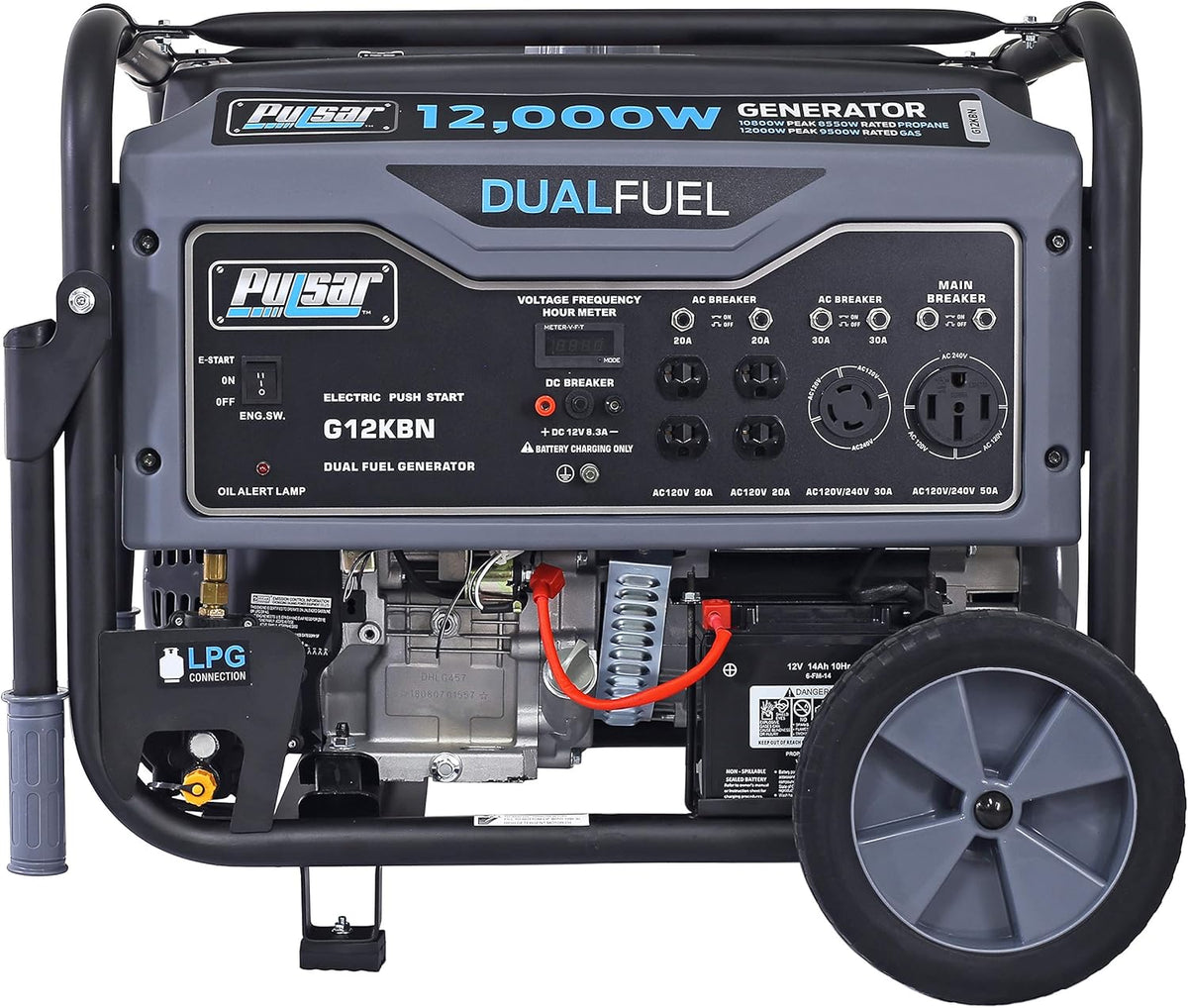 Heavy Duty Portable Dual Fuel Generator 9500 Rated Watts 12000 Peak Watts Q662