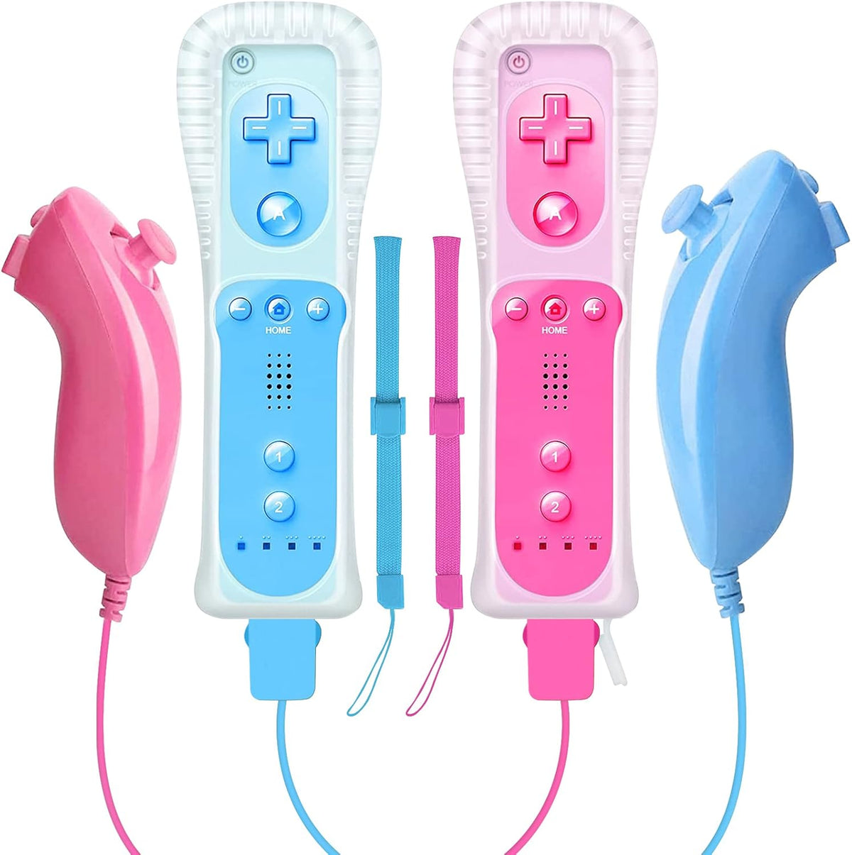 Wireless Controller and Nunchuck Joystick 2 Packs with Silicone Case and Wrist Strap Y2249