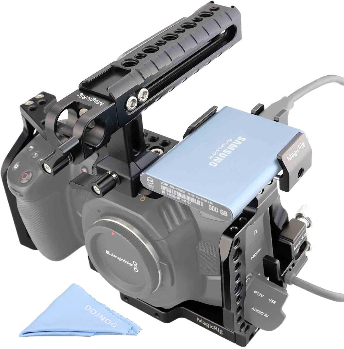 Video Camera Cage Kit with Top Handle SSD Mount HDMI Cable Clamp X96474
