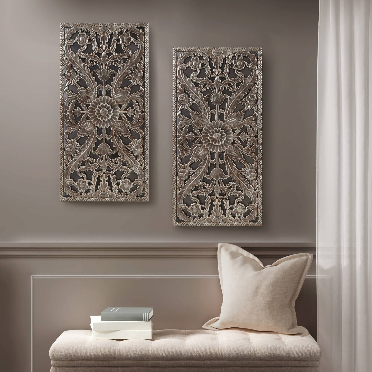 Botanical Panel Carved Wall 2 Piece Set Y783