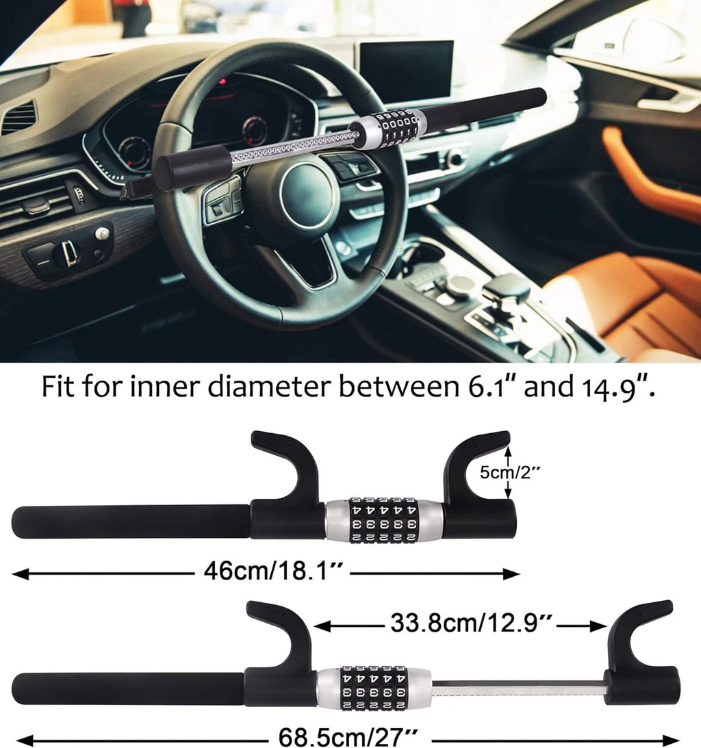 Steering Wheel Lock Anti Theft Extendable Heavy Duty Universal Car Truck SUV Q262