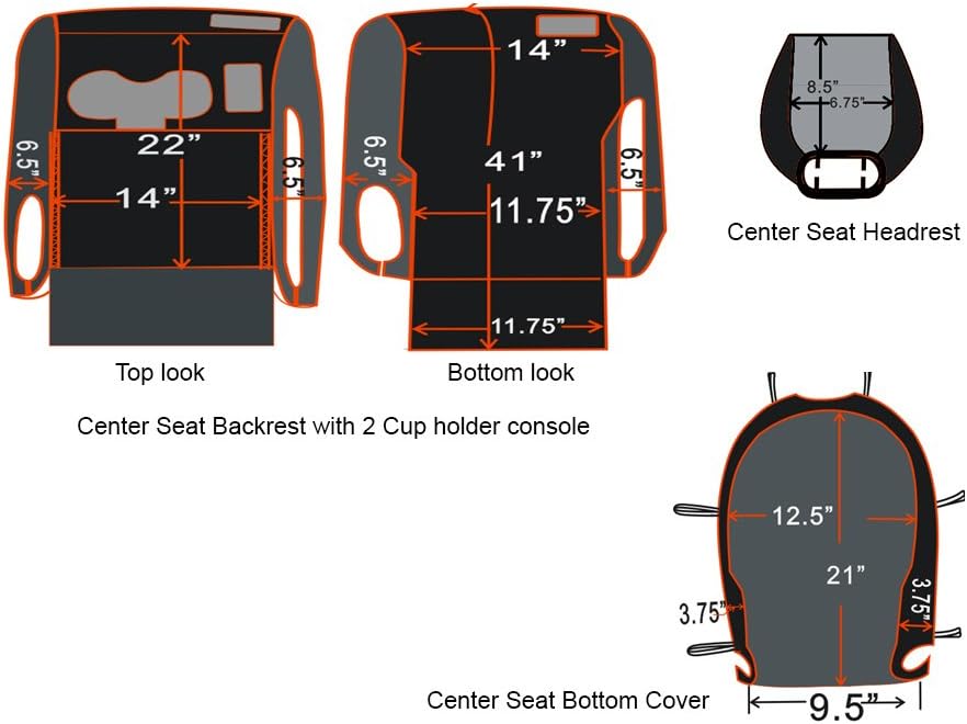 Custom Fit Pickup Truck Neoprene Front Seat Covers Gray Black A3305