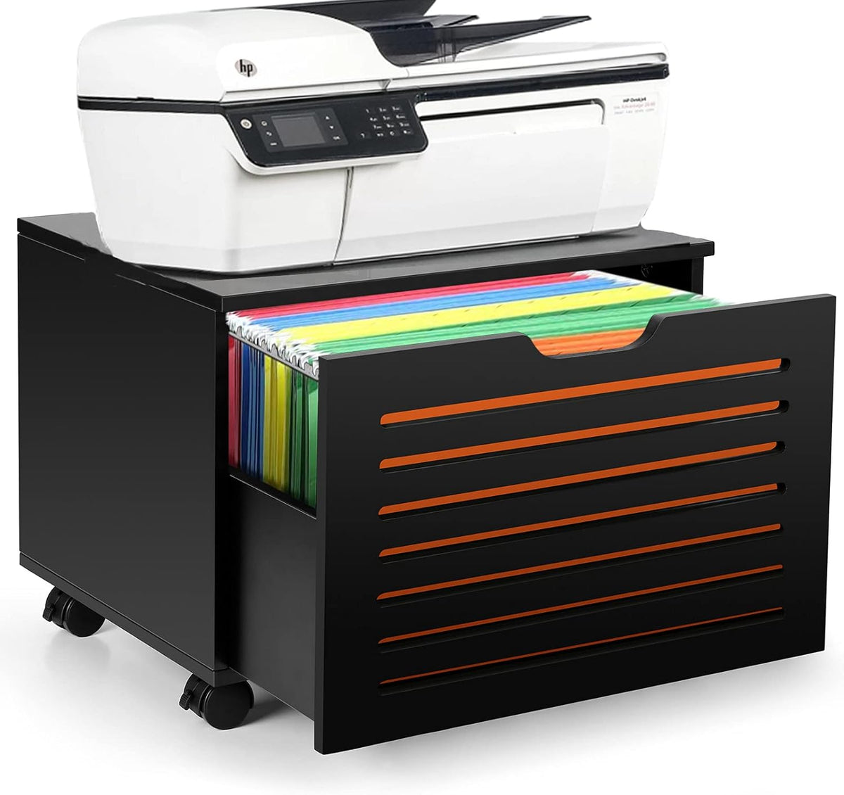 Black Rolling File Cabinet with Drawer Z33457