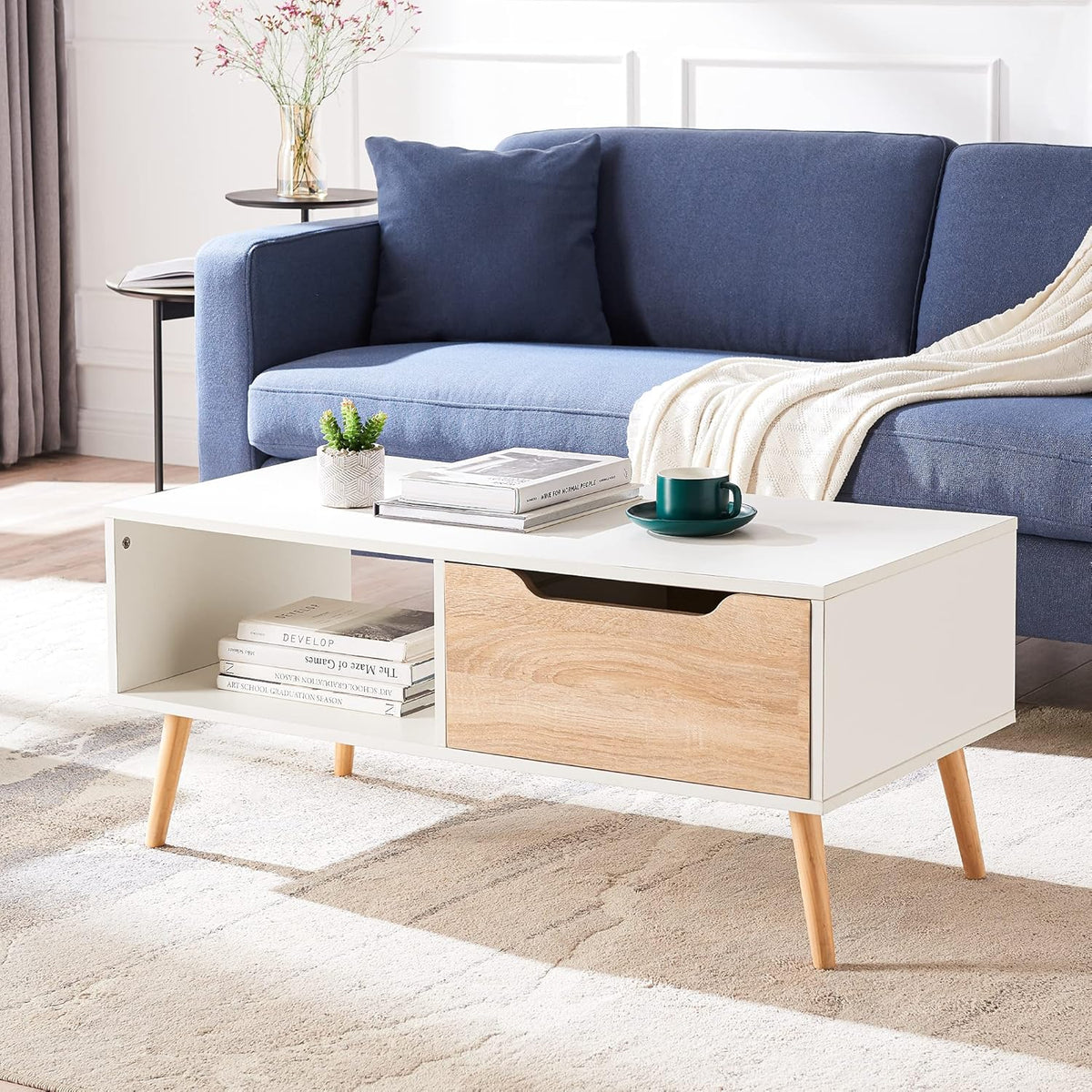 Wooden 2 Tier Coffee Table with 1 Drawer P19248