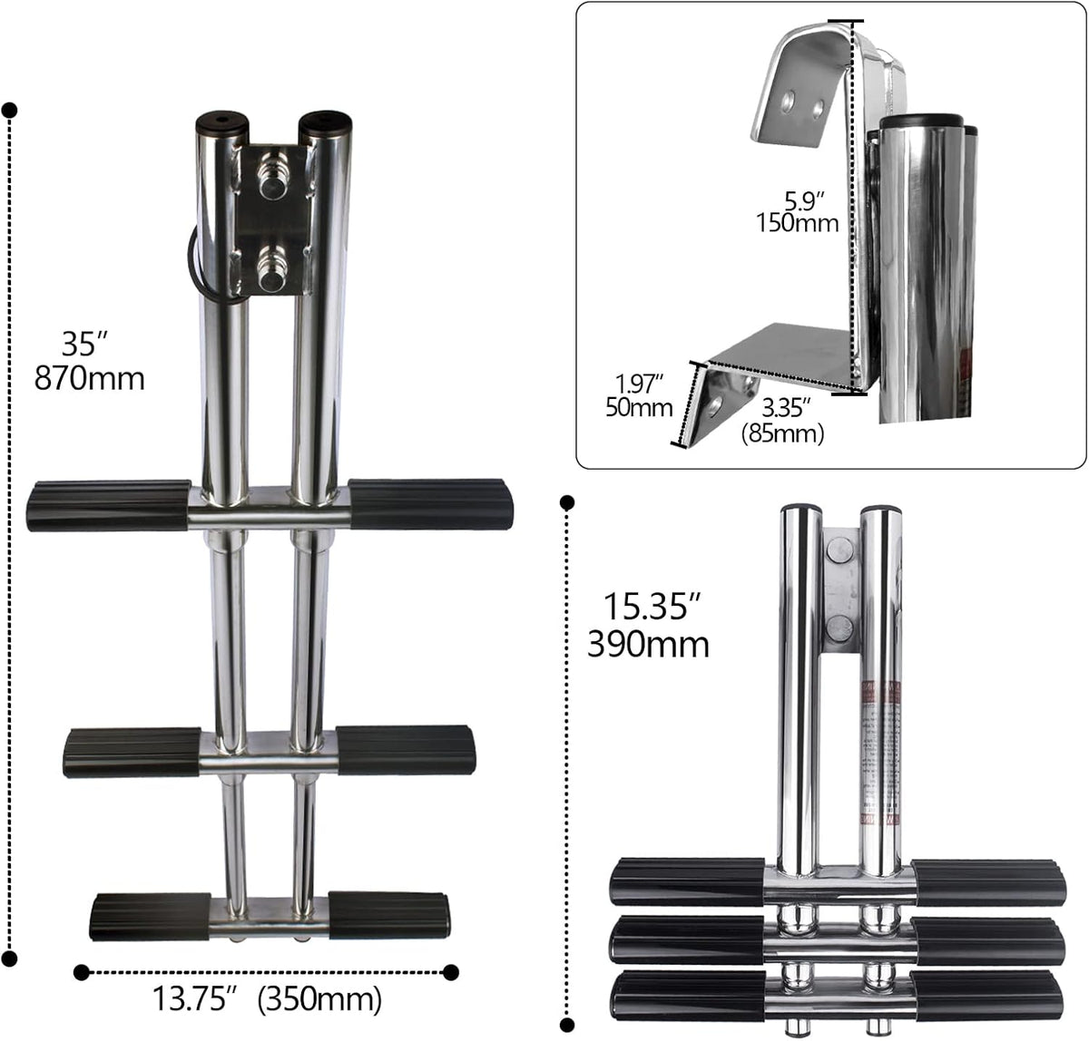 Telescoping Stainless Steel 3 Step Dive Ladder O94737